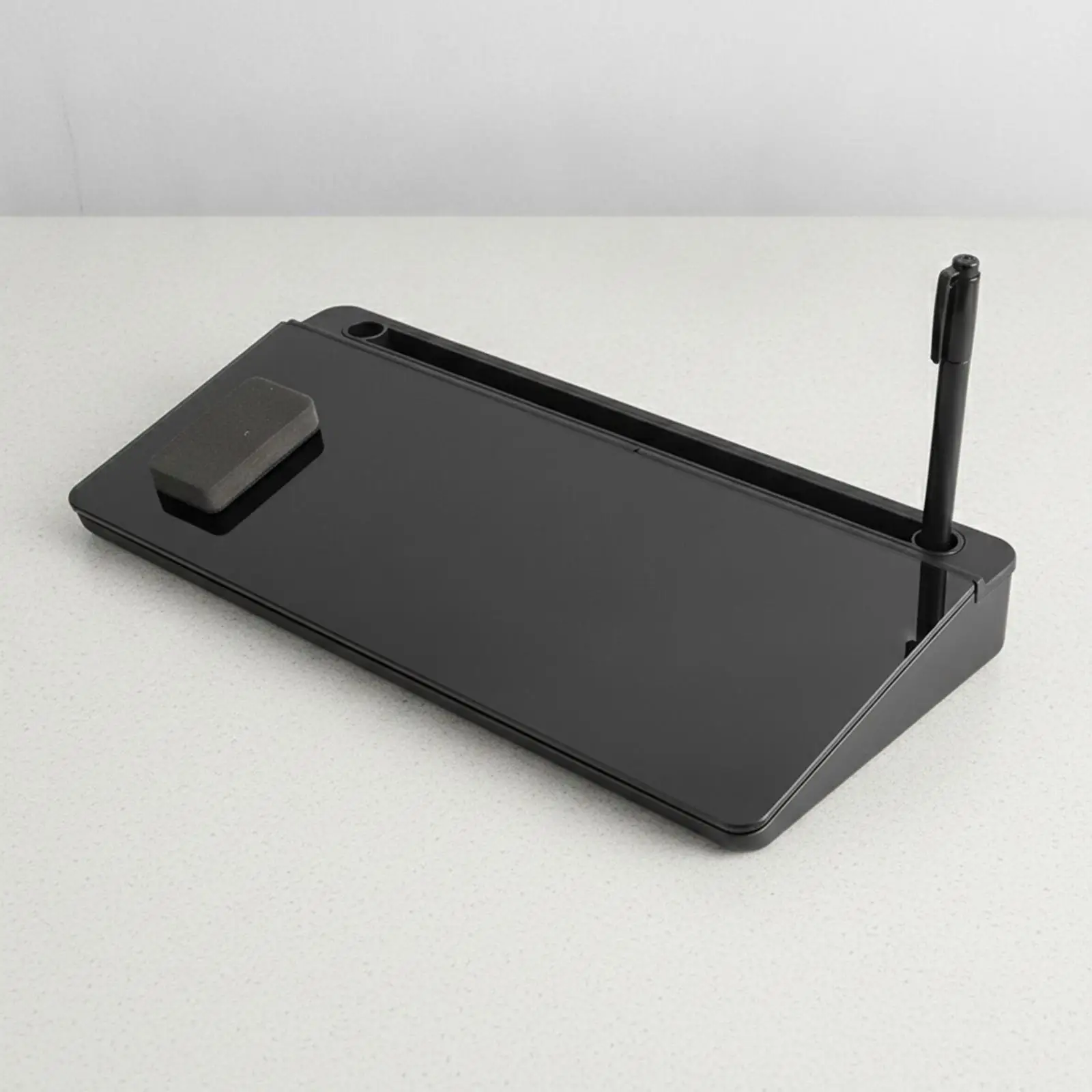 Reinforced Glass Whiteboard with Storage | Compact Low-Profile Design, Desktop