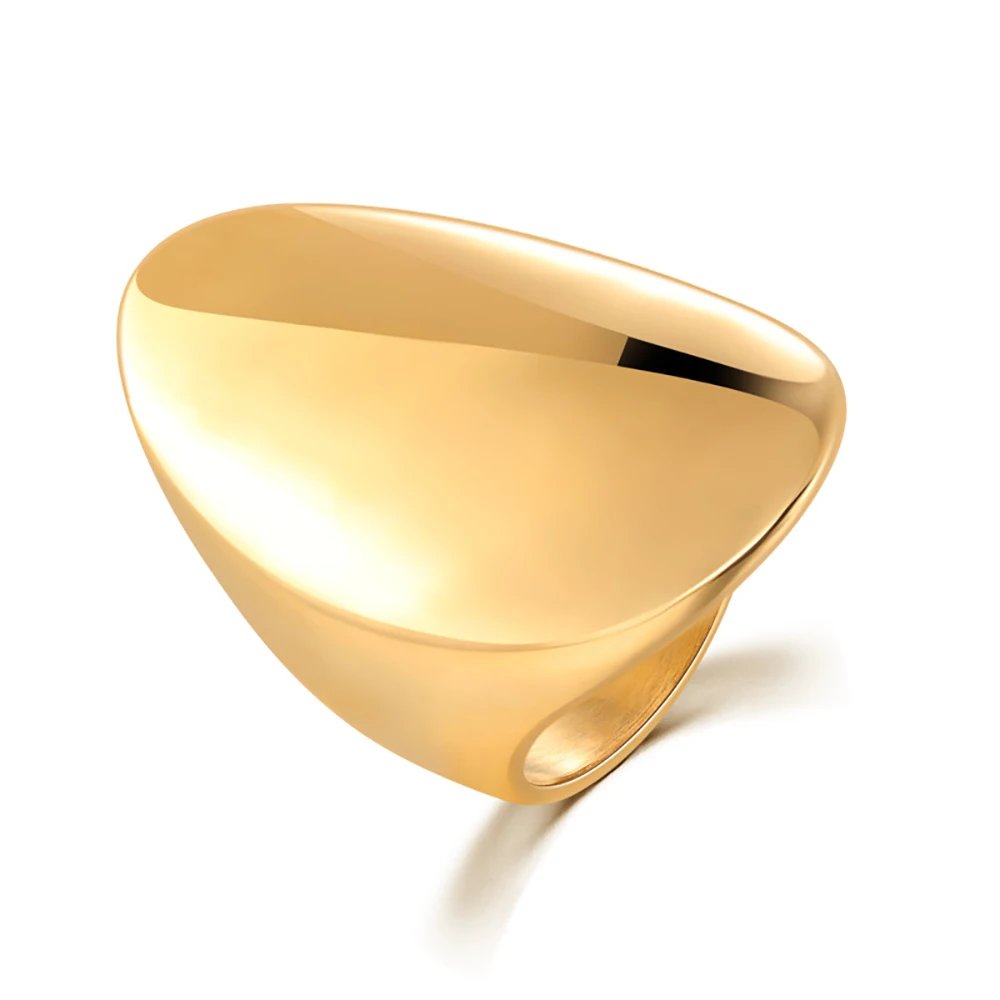 Neue Mode Gold Farbe große Ringe für Frauen Party Schmuck 316l Titan Edelstahl große ovale Cocktail Anillos Mujer 2024