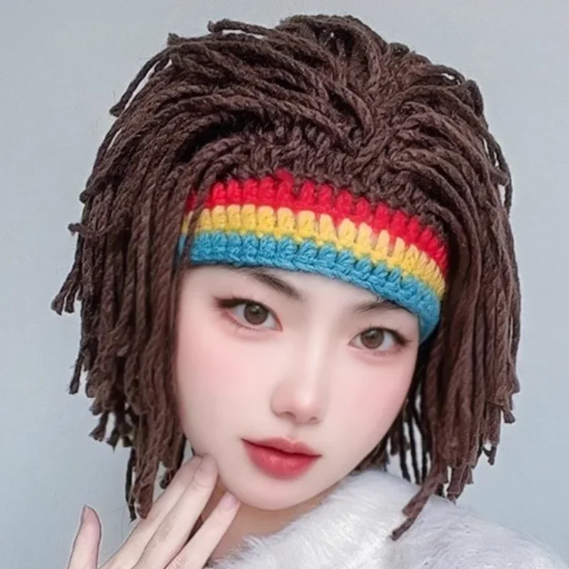 الرجال النساء شعر مستعار اصطناعي كاذبة جديلة Dreadlock المجدل قبعة قبعة اليدوية قبعة كروشيه الراستا جامايكا تأثيري أغطية الرأس للحفلات