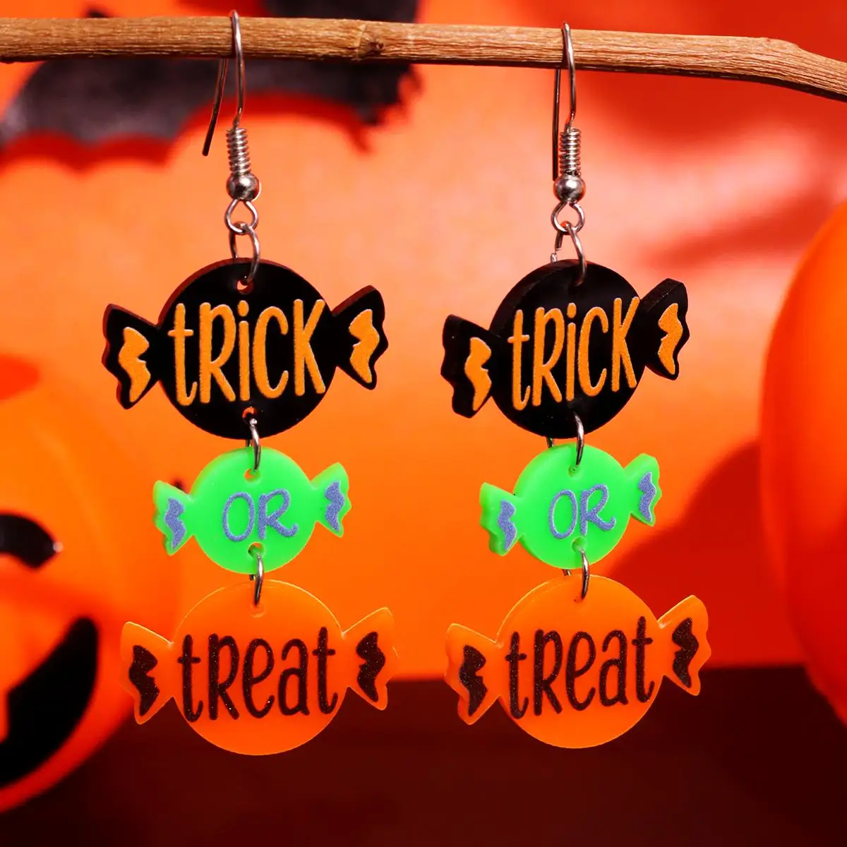 Halloween Trick or Treat Candy Earrings Fun Whimsical Acrylic Geometric Earrings for Women Festive Party Jewelry Celebrations
