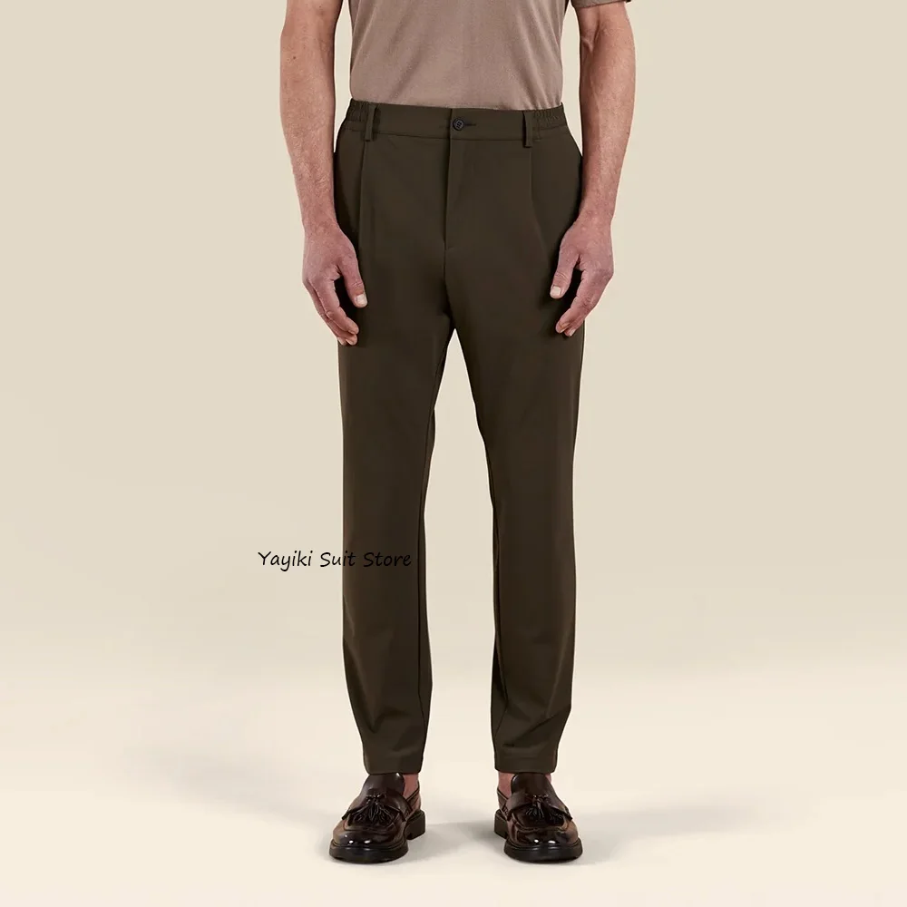 

Мужские брюки из полиэстера, повседневные брюки, классические деловые прямые однотонные брюки, официальная офисная одежда, брюки для мужчин, рабочие брюки