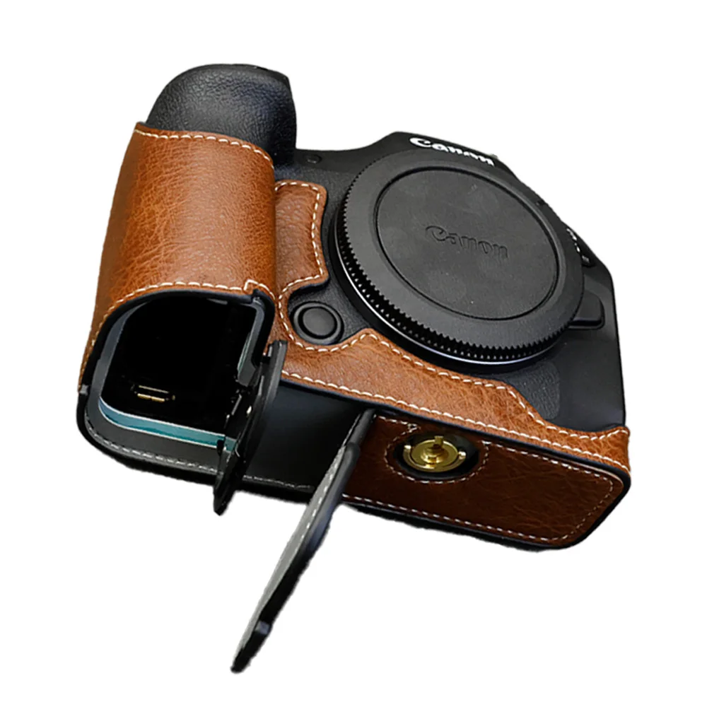 Twarda torba na aparat z PU skóry, osłona na pół korpusu, dolna obudowa do Canon EOS R5 R6 R6II R6III — zdjęcie produktu 6