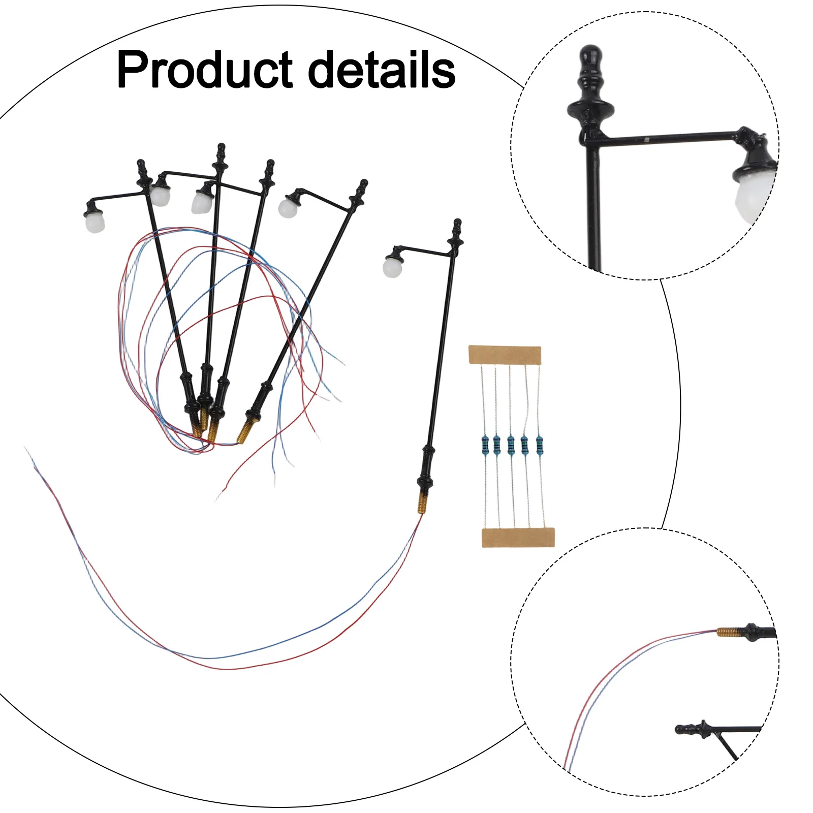 جديد آخر الشارع 1:87 3.54 \\\" 5 قطعة LED أضواء المصباح السكك الحديدية مقياس 90 مللي متر بناء HO OO عمود الإنارة تخطيط نموذج نماذج #4