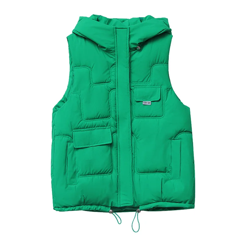 Vest women's autumn and winter new Korean version vest hooded vest cotton vest