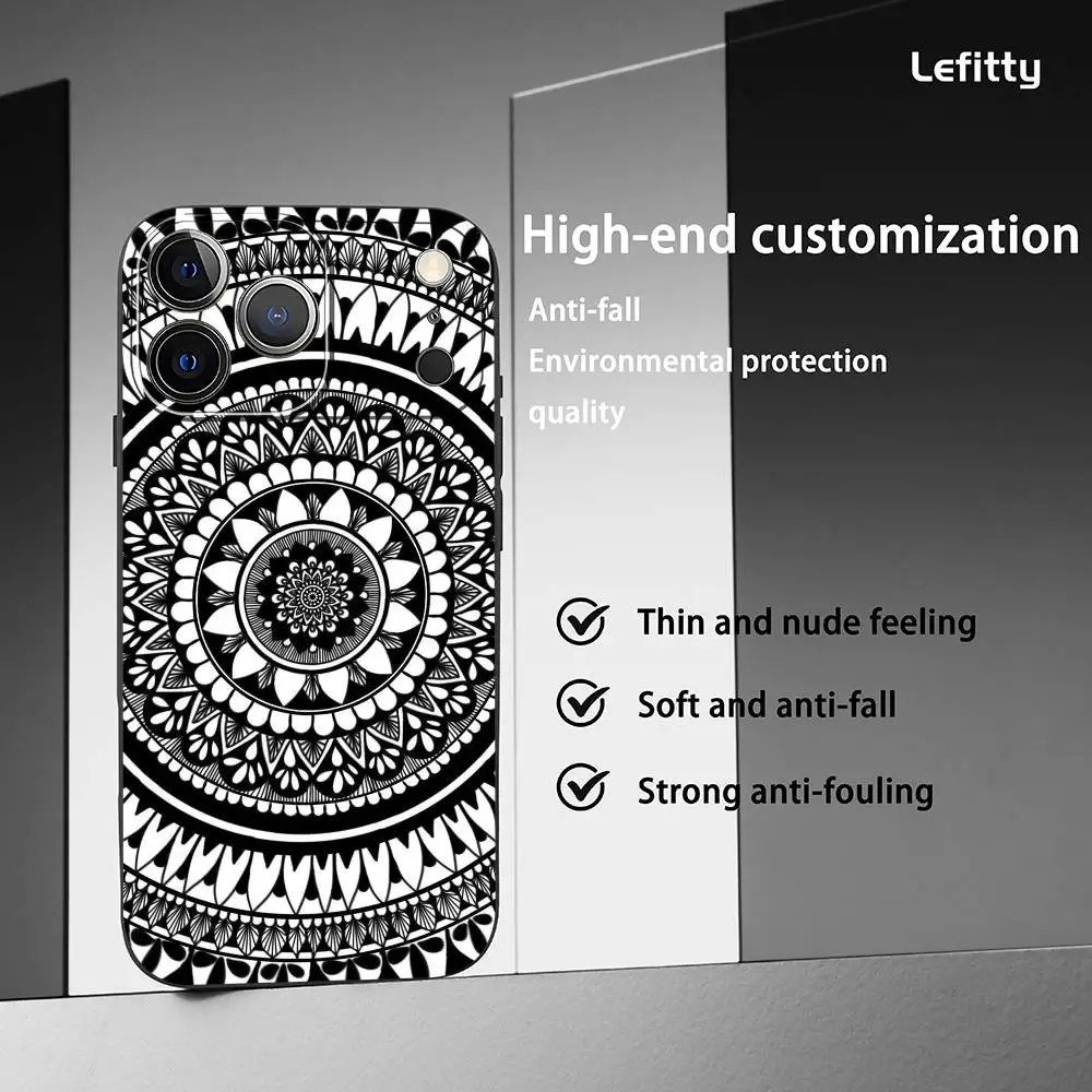 Totem Mandala Colorful Flower phone case for iPhone 17 16 15 14 13 Pro Max Plus Mini Frosted Soft Case Funda Shockproof Cases