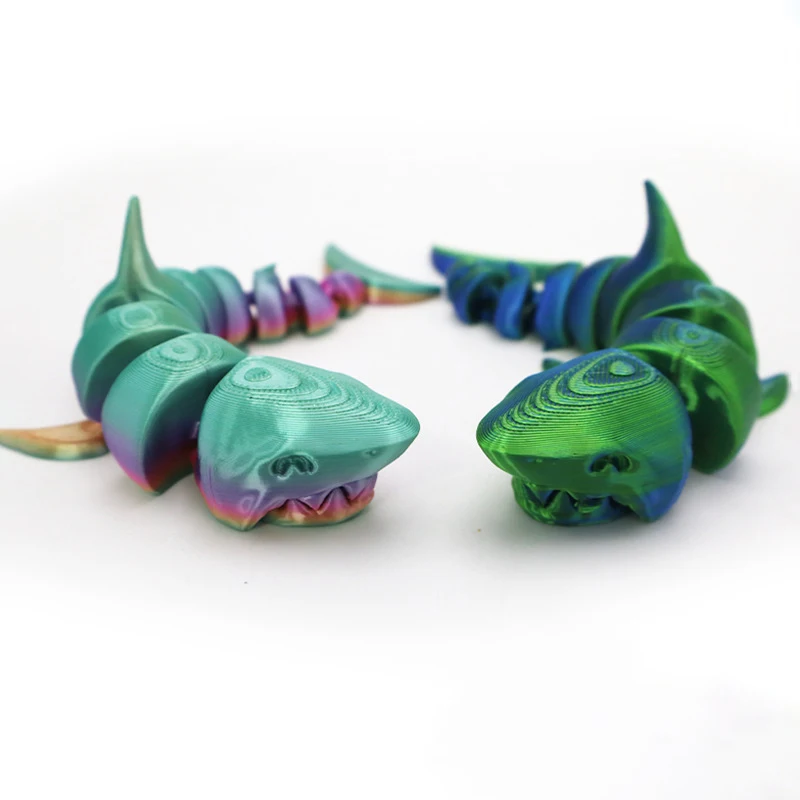 3D‑Printed Articulated Shark Figurine Fully Movable Joints Ocean Theme Desktop Bedroom Ornament Home Decor Gift