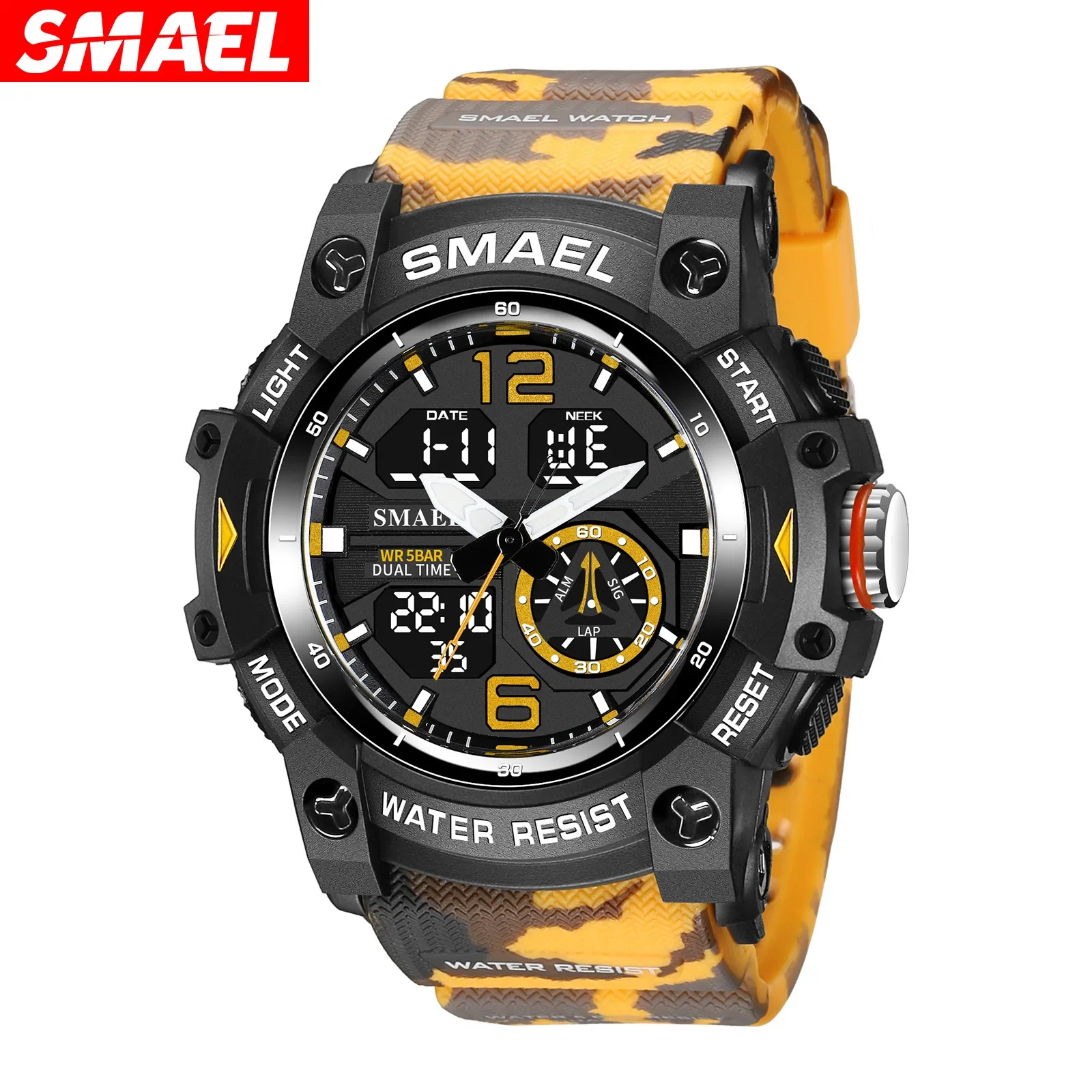 NOUVEAU SMAEL Montre Électronique Extérieure Cool Double Affichage Étanche Lumineuse Transparente Montre Extérieure Montres pour Hommes