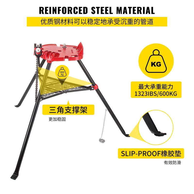 Heavy Duty Pipe Bracket with Foot Chain for Pipe Wrench Vise Adjustable Pipe Tool Bracket for Plumbing Repair Workbench