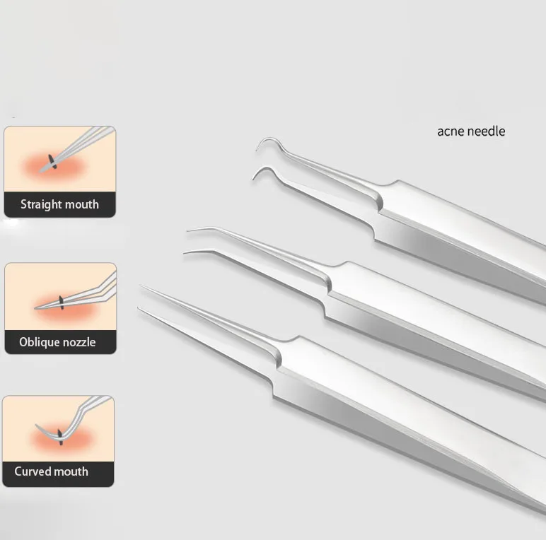 여드름 블랙헤드 제거 바늘, 피부 관리, 얼굴 청소, 여드름 제거 도구 키트, 모공 청소, 검은 점 제거