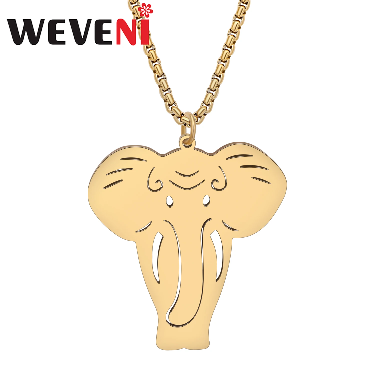 

WEVENI Stainless Steel Cute Elephant Necklace 18K Gold Silver Plated Pendant Wild Animals Jewelry For Women Girls Friends Gift