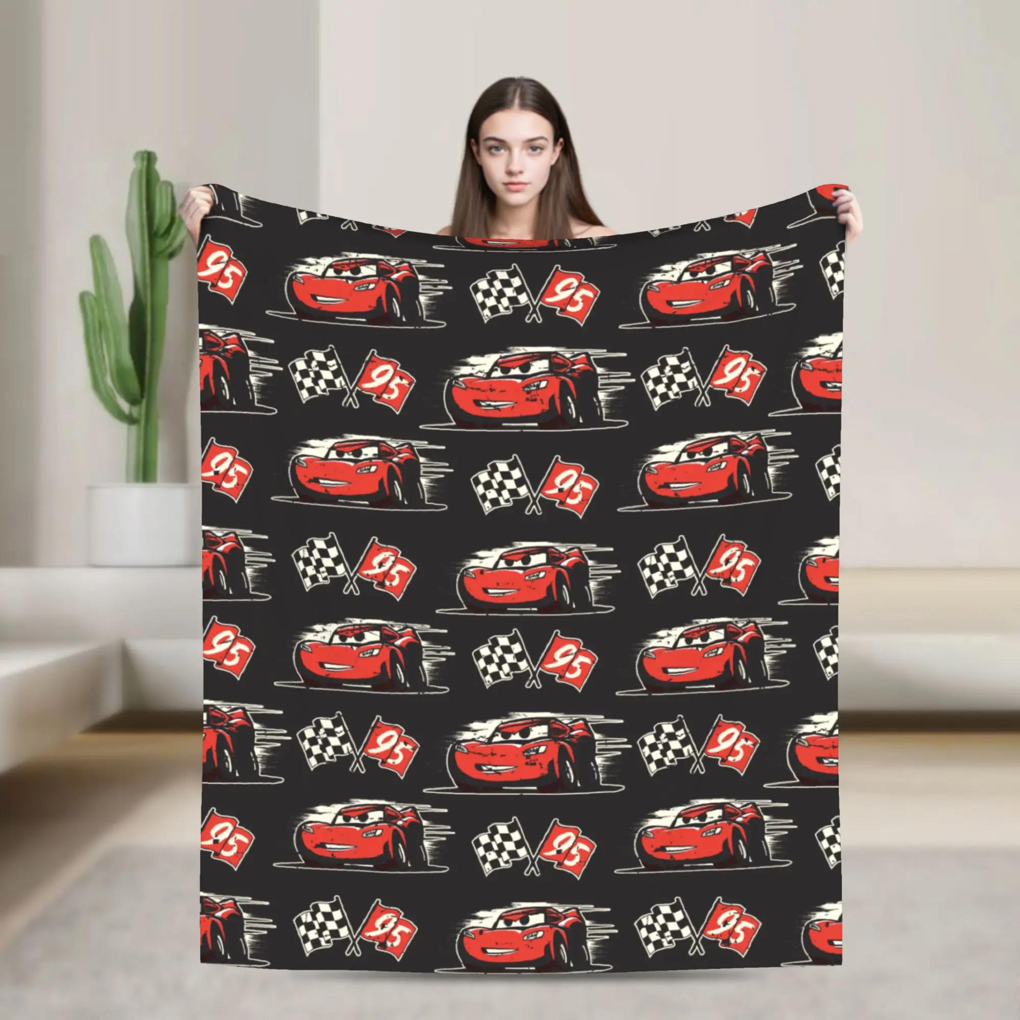 

Cars 3 Lightning McQueen Flag Blankets Wool Awesome Warm Throw Blankets for Bed Sofa Spring Autumn