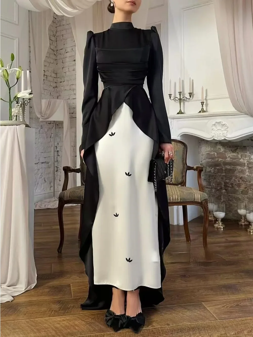 

Ид женское платье мусульманское Абая атласное платье Vestidos Largos вечерние кафтан Джалабия Рамадан длинные платья Дубай кафтан арабский длинный халат 2026