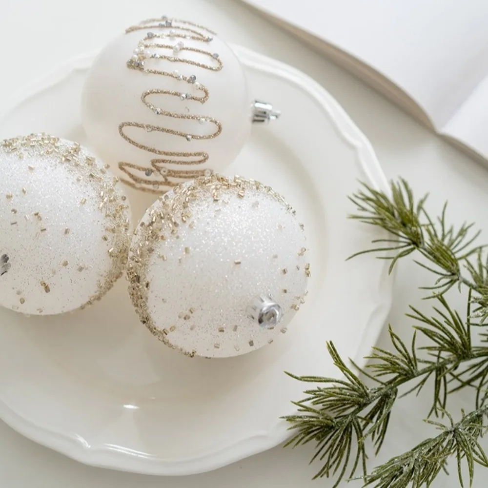 

3/4pcs Rustic Christmas Ball Ornaments Shatterproof 8cm Large Xmas Tree Hanging Charm PET Home Party Decor Party Pendants