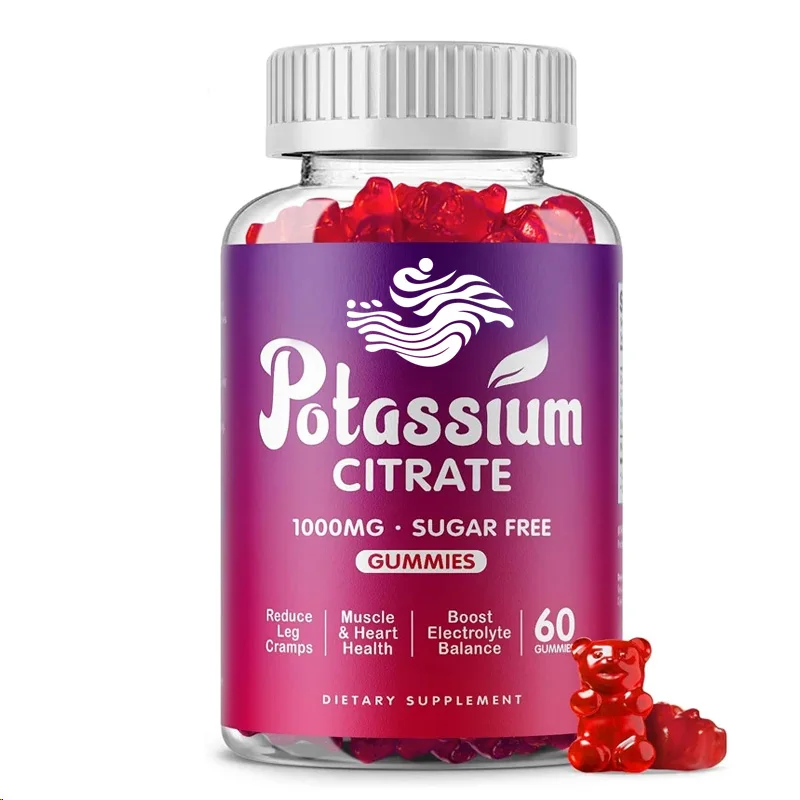 Potassium Citrate 1000mg Gummies, Potassium Supplement For Adults And Men, Supporting Leg Spasms And Muscle , 60 Pills