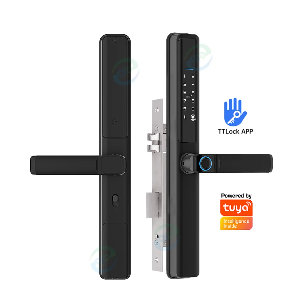 TTLock App Smart Lock For Aluminum Sliding Slim Door Biometric Fingerprint Recognition Tuya Electronic Wifi Handle Smart Lock