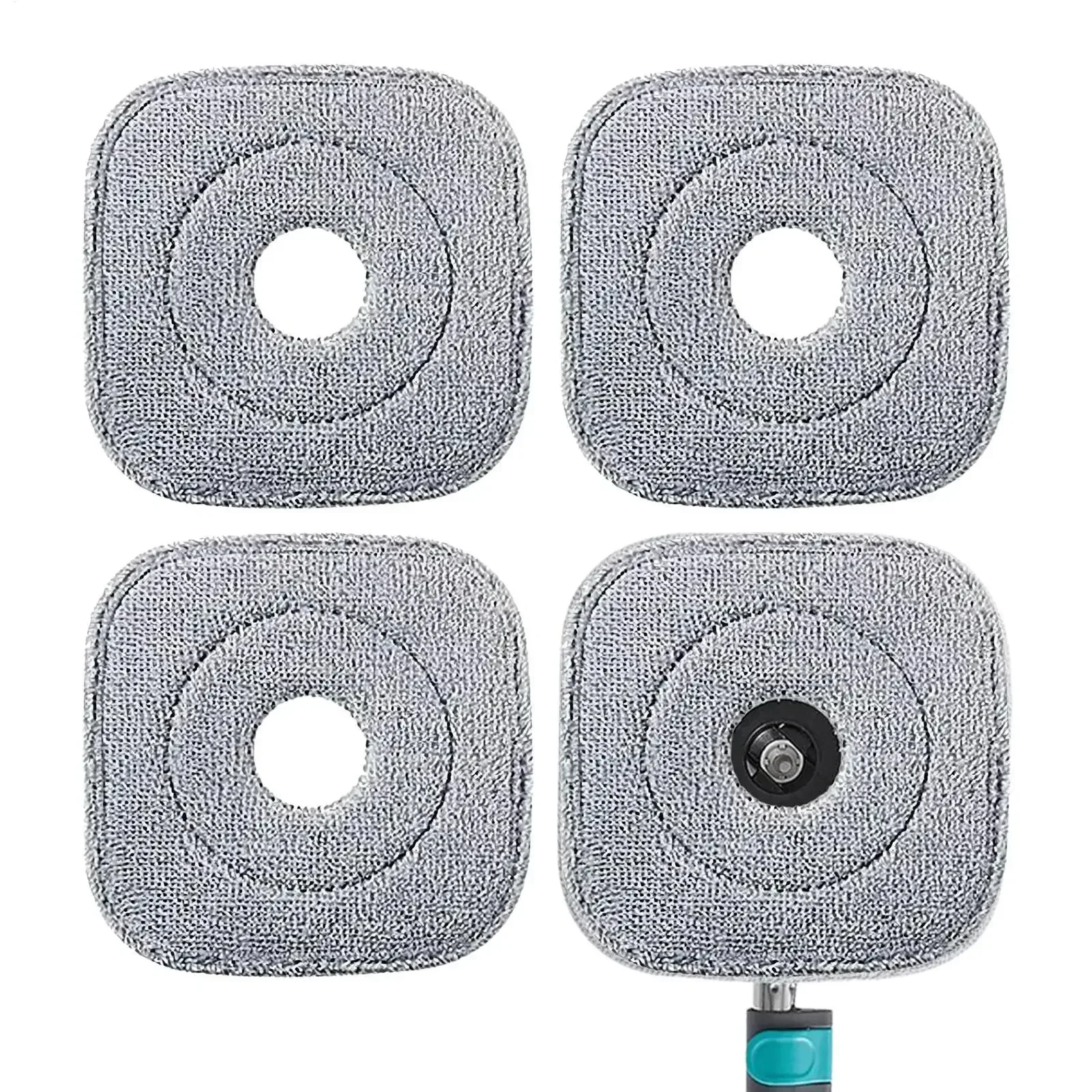 Refil de Microfibra para Mop, 4 Peças, Escova Quadrada para Limpeza Profunda a Seco e Úmido, Cuidado com Pisos de Madeira, Cozinha e Banheiro