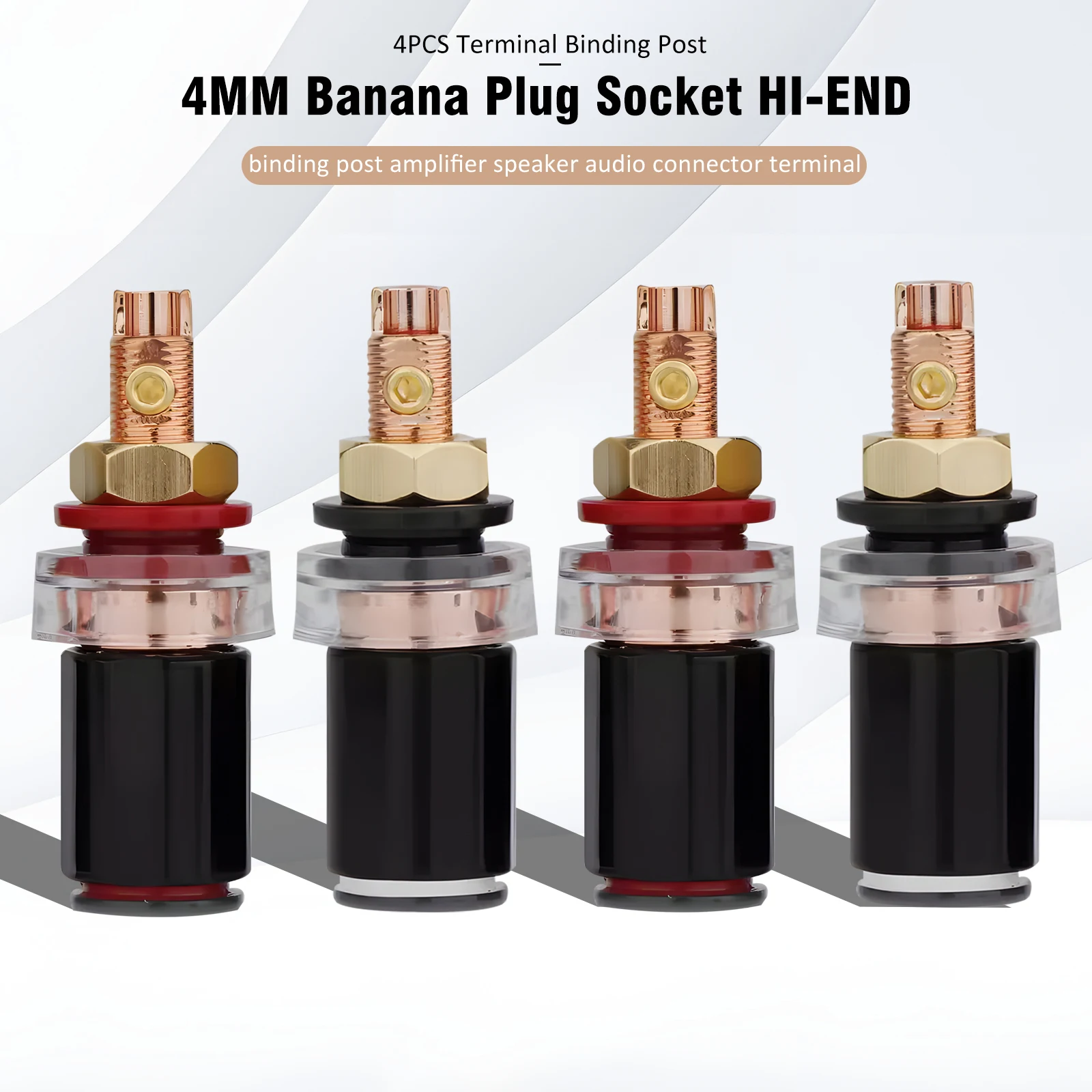 Preffair Gold-Plate Brass Binding Post with Binding Speaker Terminal Power Amplifier Audio Banana Plug Terminal