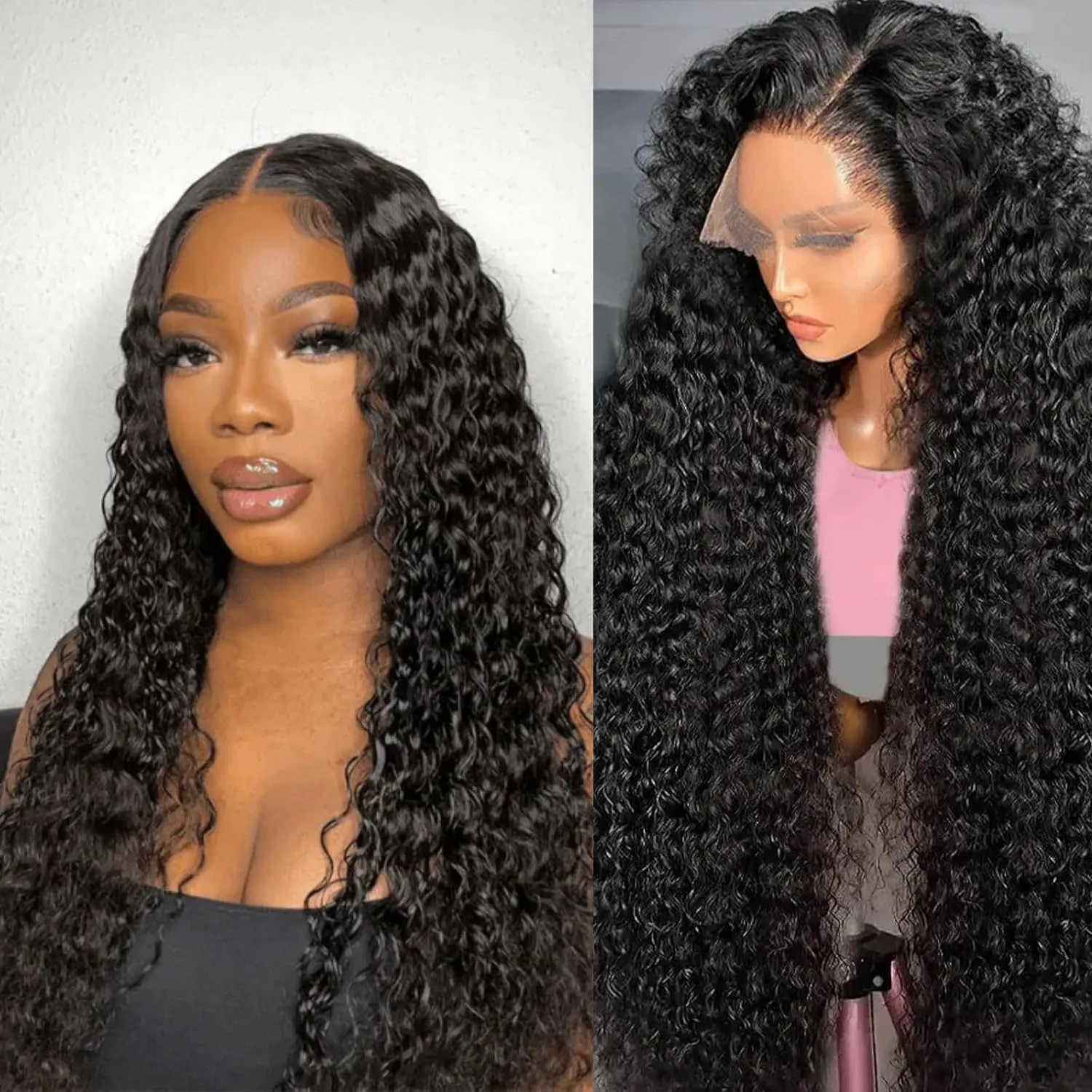 

250 Density Deep Wave Frontal Wig 13x6 HD Lace Front Wigs Brazilian 40 Inch Transparent 13x4 Lace Frontal Curly Human Hair Wigs