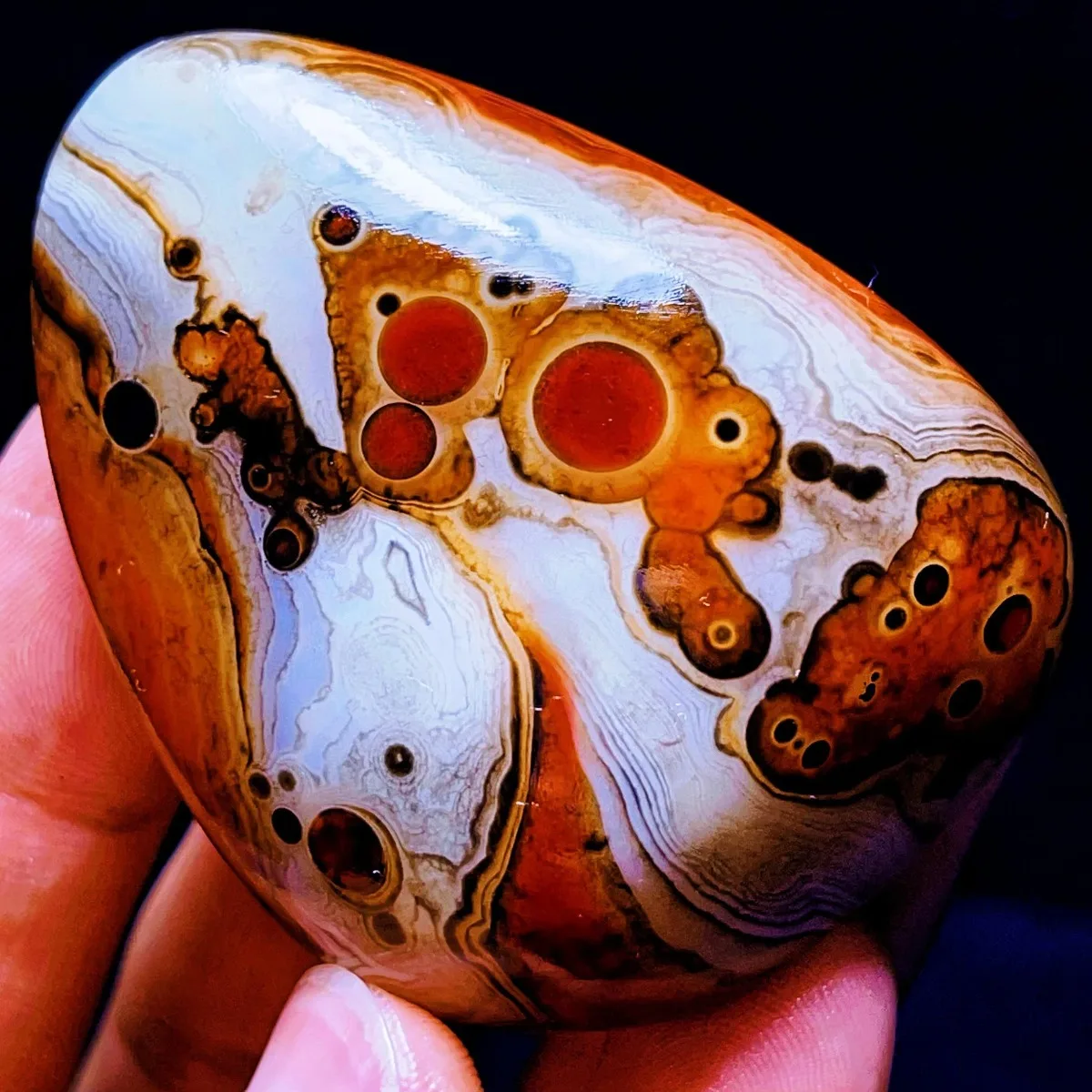 Large Crystal Clear Natural Texture Banded Agate, Tumbled Polished Stone, Crystal Display, Table Display, Desk Decor