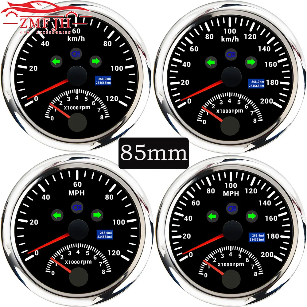 

Новый 85 мм цифровой автомобильный GPS-спидометр 120KMH 200KMH с тахометром 0-8000RPM измеритель 2 в 1 для морской лодки, автомобиля, грузовика, измеритель скорости