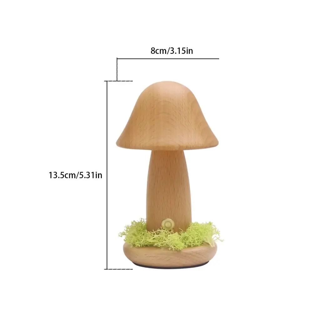 Warm Light Mushroom LED Night Light Beech Wood Touch Switch Twisted Mushroom Nightlight LED Light Three Colors