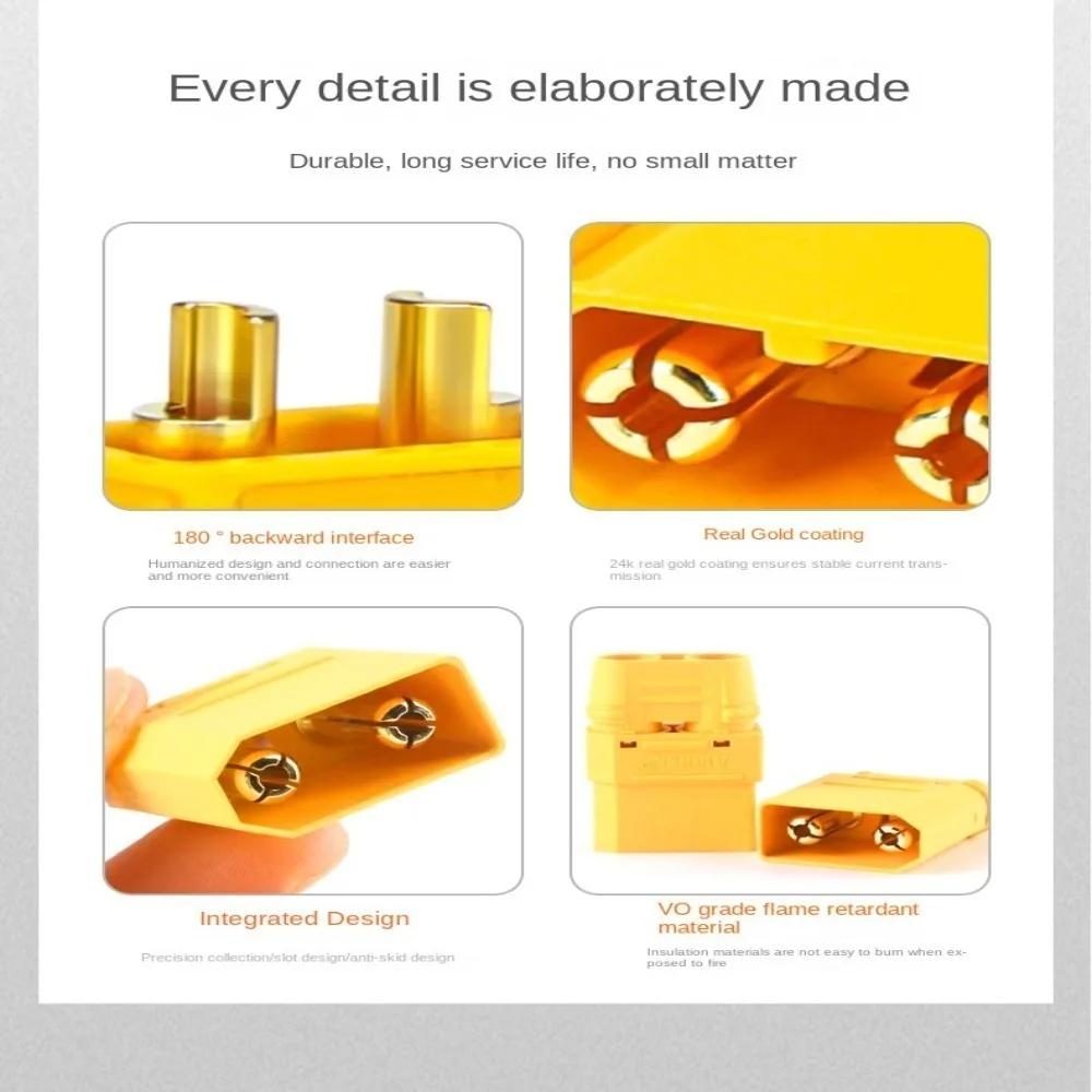 with Dust-proof Cover XT60E-F Female Plug Power Fixed Electrical Brass Gold Plated Male Connector DIY RC Model High-quality