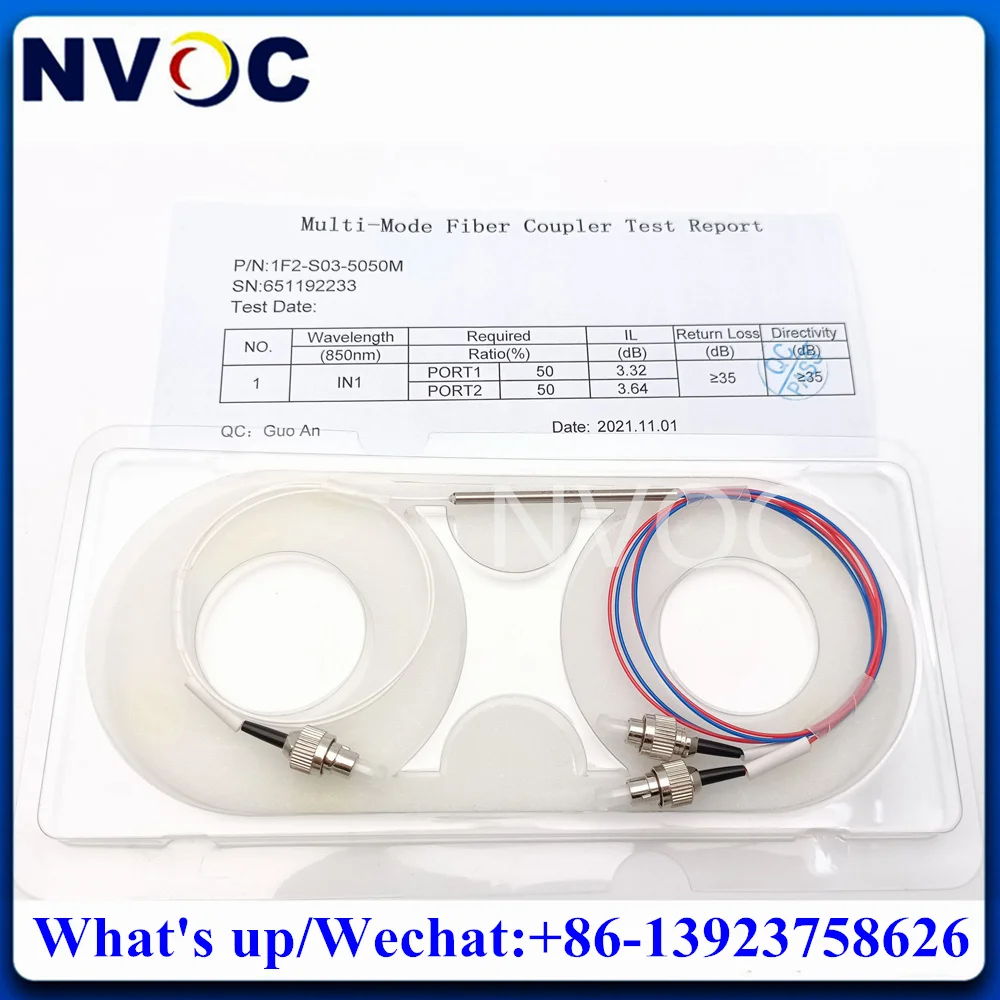 Imagem -03 - Acoplador Igual da Relação 1m do Tubo de Aço 850nm de Peças 1x2 Divisor Multimodo do Plc da Fibra de 1*2 Om2 50 125 mm com Conector do sc lc fc st de 0.9 mm