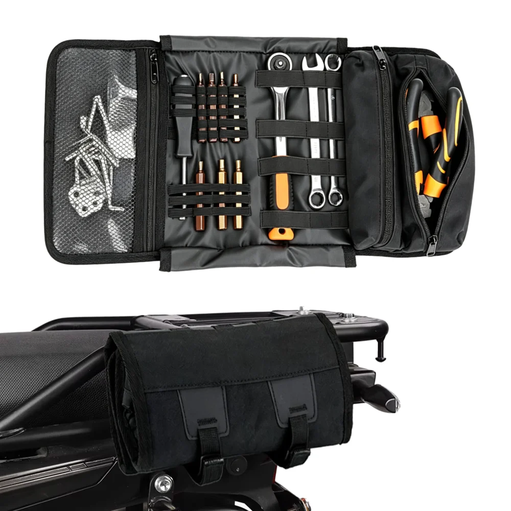 Motorcycle Tool Bag Roll Toolkit Saddle Bag Portable Repair Kit Storage Pouch Universal Large Capacity Side Tool Bag