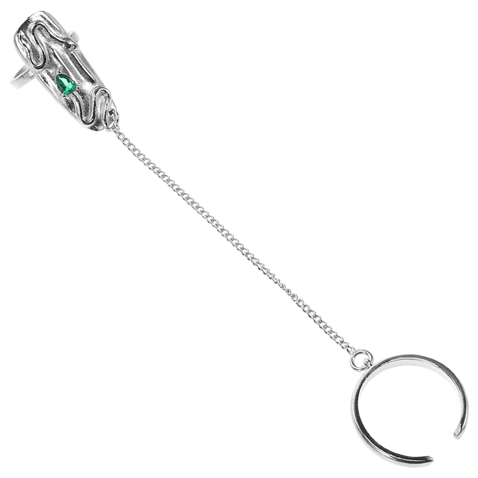 

Fingertip Nail Ring Copper Chain Adjustable Rings for Acrylic Nails Punk Rings Women Jewelry Set Birthday Gifts Retro Emerald