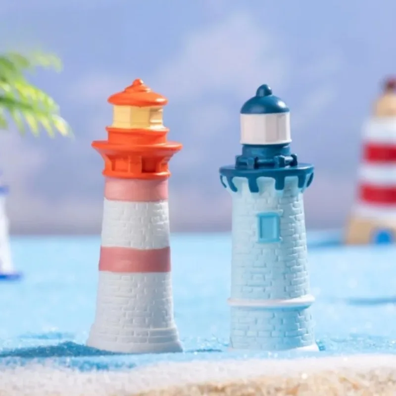 

Mini Ocean Figurine Doll Garden Decor Ornament Miniature Landscape Ornaments Lighthouse Statue Resin Craft Fish Tank Decorations