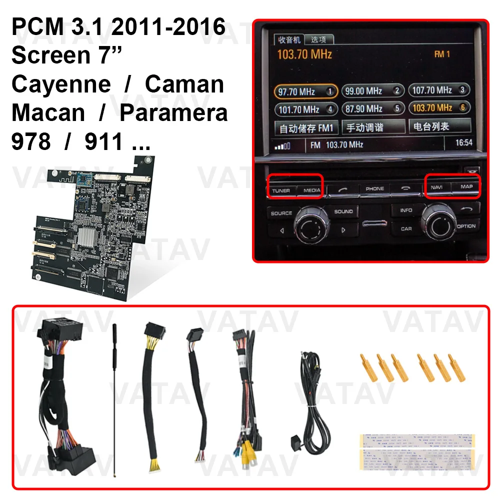Schermupdate Draadloze CarPlay AndroidAuto Retrofit Kit voor Porsche 911 Cayenne 718 Panamera Macan met PCM 3.0 3.1 4.0 Systeem