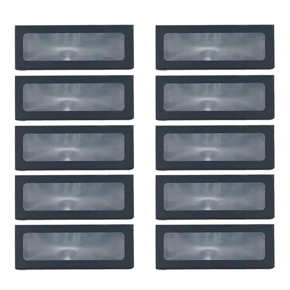 

10Pcs Clear PVC Window Baking Boxes Rectangular Long Cake Dessert Containers Ecofriendly Safe Food Packaging Black