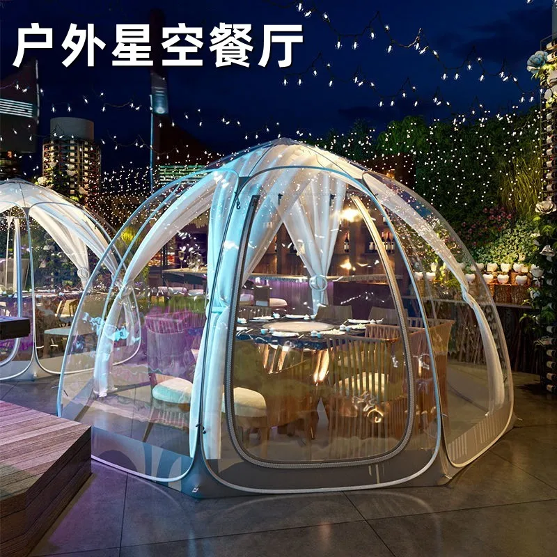 Outdoor open-air transparent starry sky tent