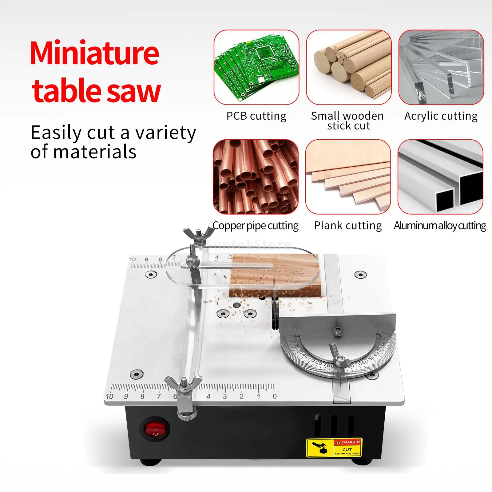 Small Precision Hobby Table Saw Handmade Portable Woodworking Bench Saw Mini Desktop Electric Saw for Small Woodworking Projects