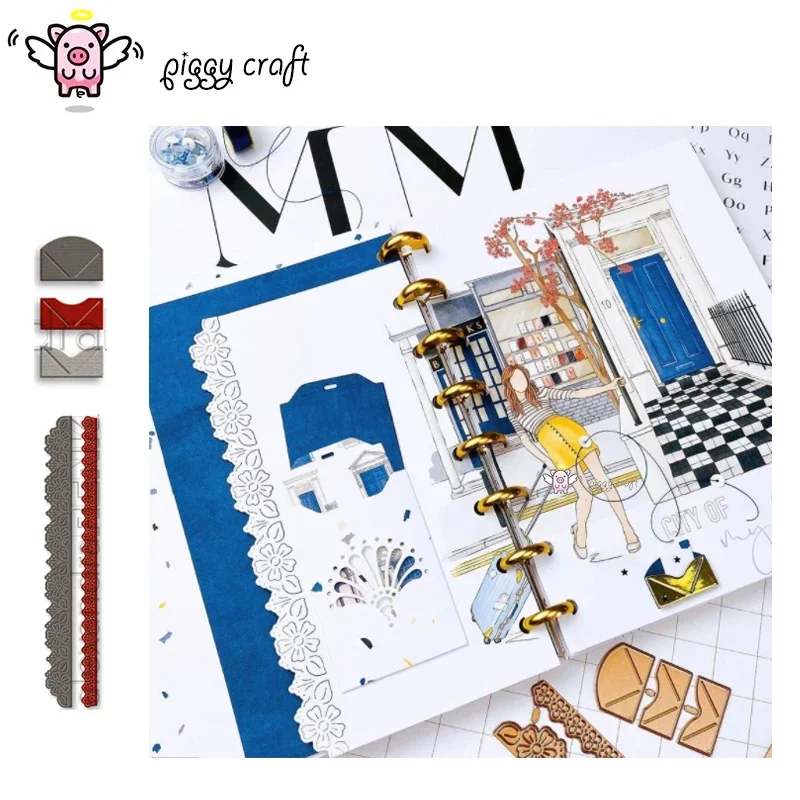 Piggy Craft metal cutting dies cut die mold Envelope flower edge Scrapbook paper craft knife mould blade punch stencils dies