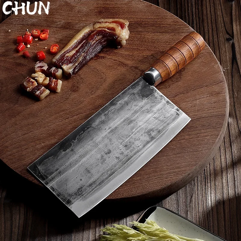 CHUN Stainless Steel Kitchen Knife Forged Chinese Kitchen Knife Handmade Hammer Pattern Chopping Slicing Dual-purpose Knives