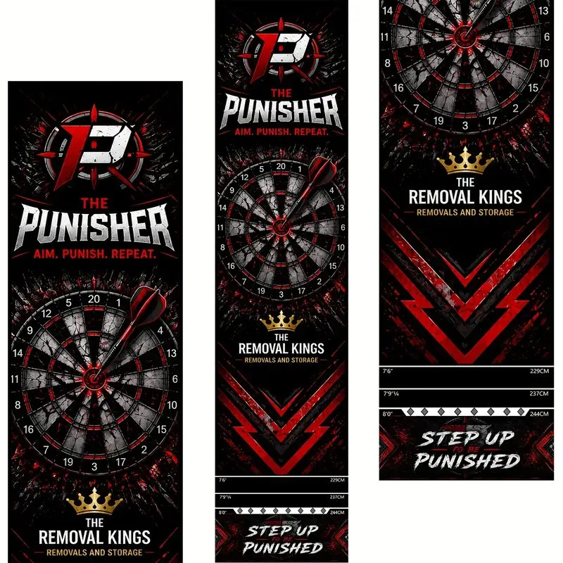 VIKAMA Red Black Retro Dart Runner Mat Target Print Non Slip Wear Resistant Darts Rug Home Basement Game Mat