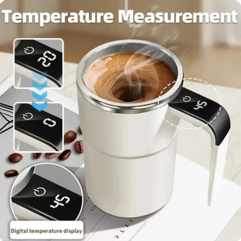 New Intelligent Temperature Measurement Magnetic Automatic Stirring Cup Electric Portable Coffee Cup Fitness Protein Shaking Cup