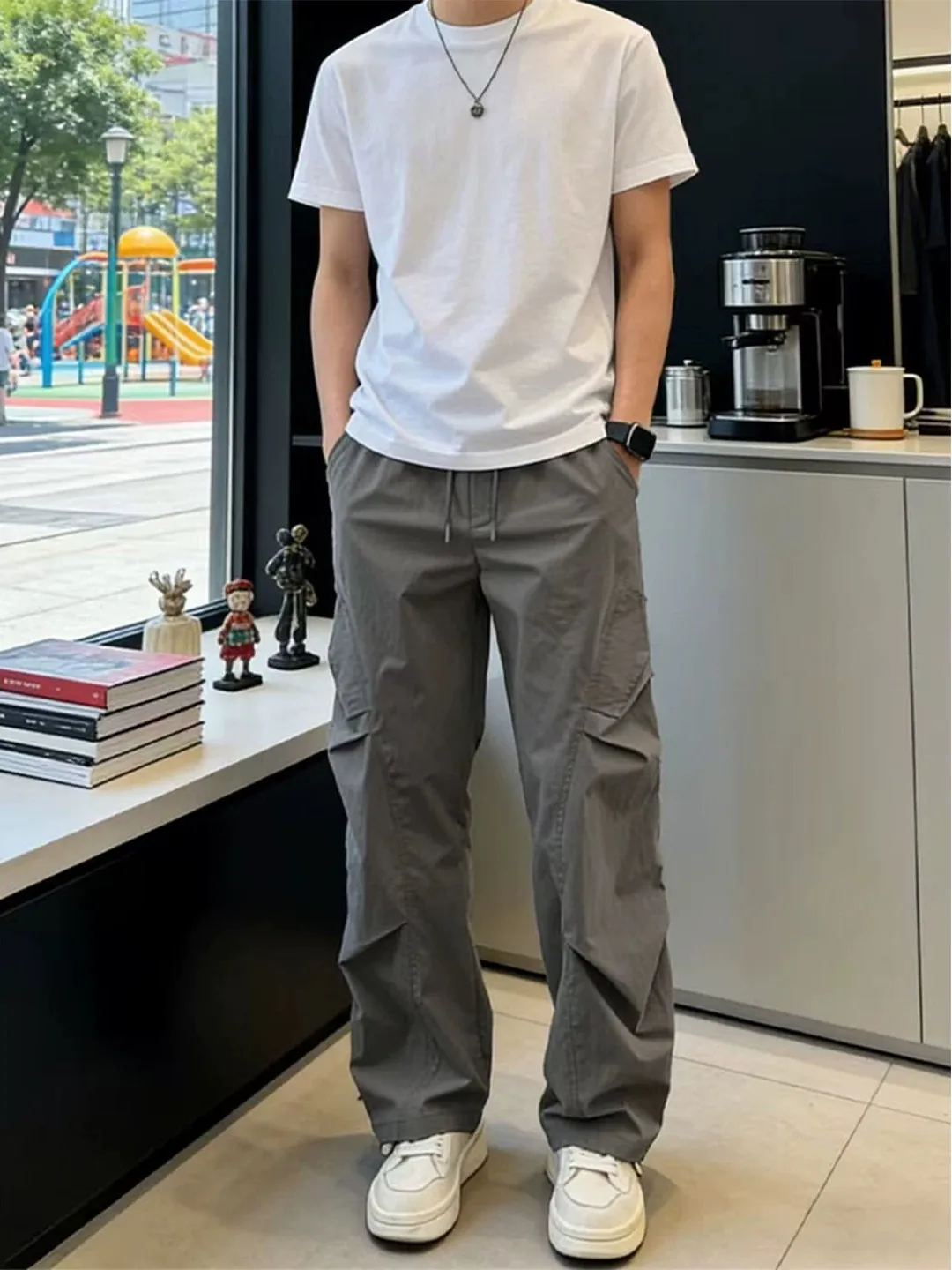 American Style Paratrooper Workwear Pants Men's Summer Thin Foldable Casual Outdoor Sports Loose Trousers Quick Dry Breathable