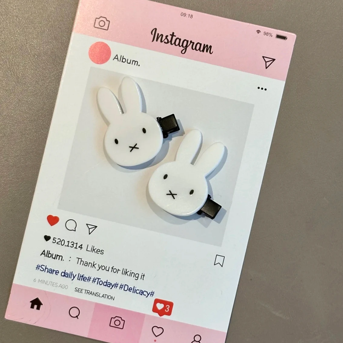 Miffy Cartoon Hair Clip Cute Miffy Hair Clip PP Clip Girl's Bangs Clip Book Note Clip Accessory Gift Toys for Girl