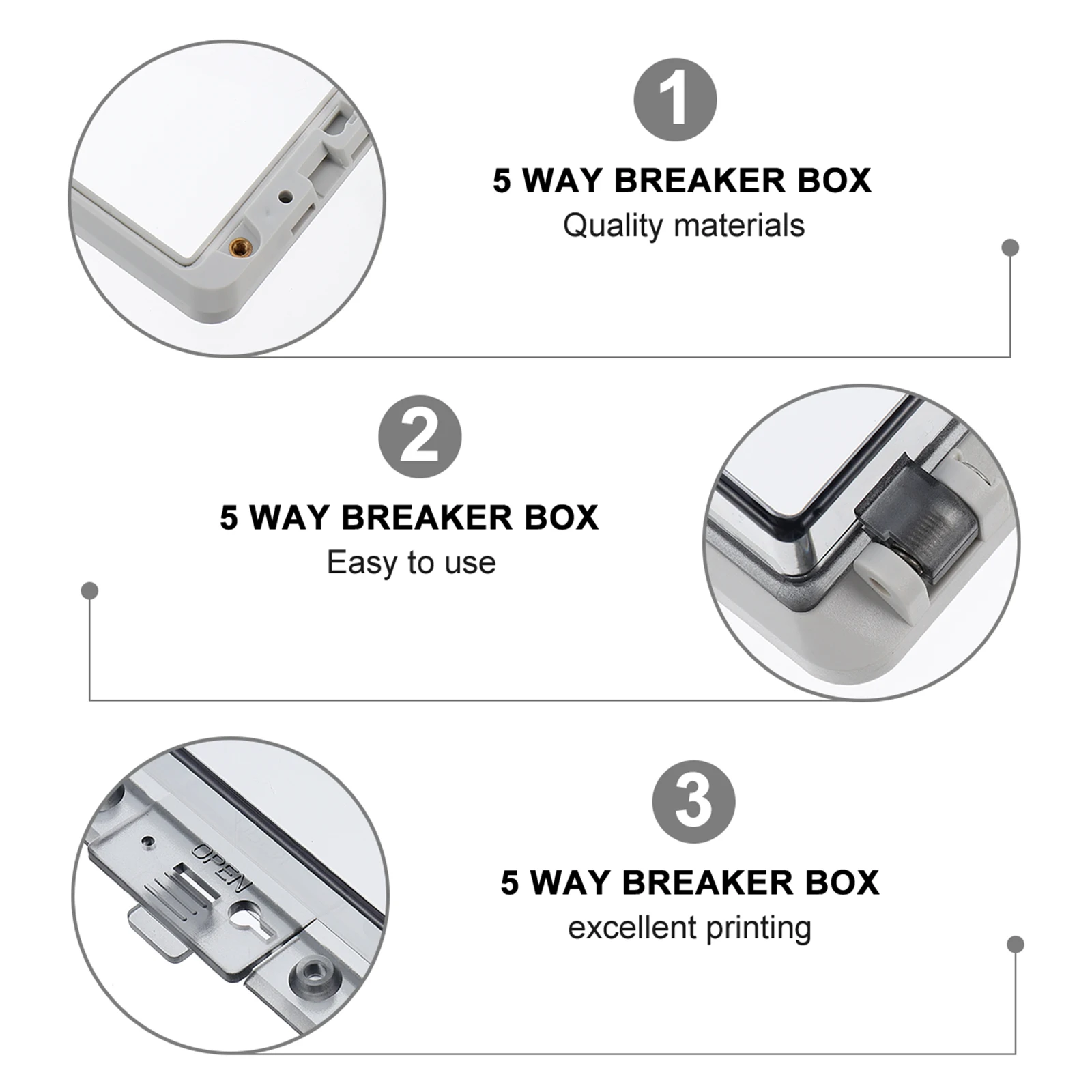 

5Pcs Outdoor Waterproof Circuit Breaker Distribution Box Grey Durable Sturdy 5 Way Protector