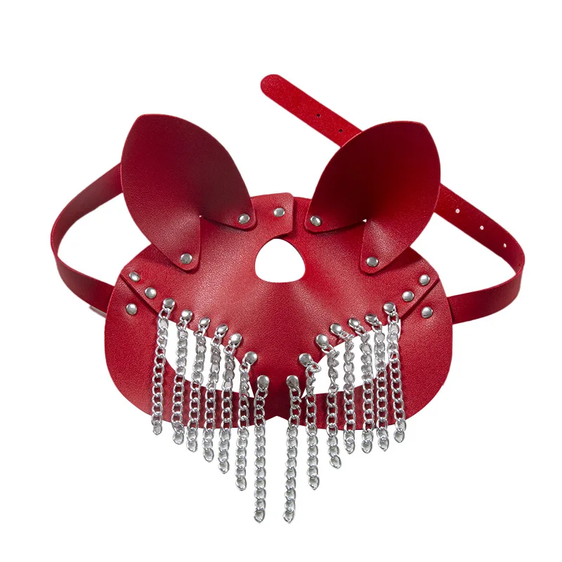 European and American punk style personalized mask multi-chain mask leather mask party dance men and women decorati
