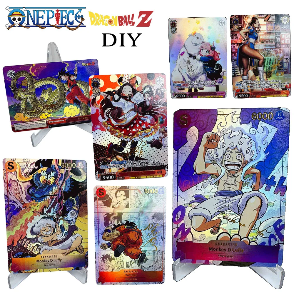 

One Piece Dragon Ball Foil Stamping Signature Refraction Glitter Texture Card Luffy Anya Forger Chun-Li Collection Holiday Gifts