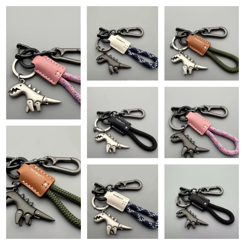 3/1 Piece with Random Color, Creative Dinosaur Keychain, Unisex, Woven Rope Pendant Keyring, Car Key Decoration, Leather Rope Backpack Wallet Charm, Couple's Gift, Halloween and Christmas Gift
