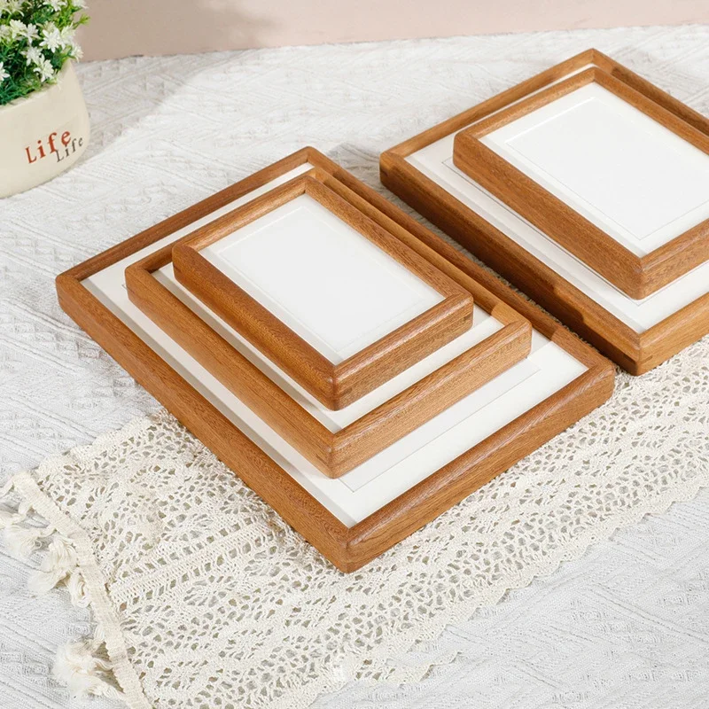 Solid Wood Sapele Round Corner Photo Frame Family Tabletop Display Available in 6, 7, 8, 10 Inch Sizes  Picture Frame Home Décor