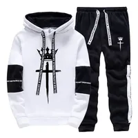 Cross Crown Print Sweatshirts Sweatpants High Quality Street Fashion Tracksuit 2025 Fall/winter Men's Sportswear 2pcs Set