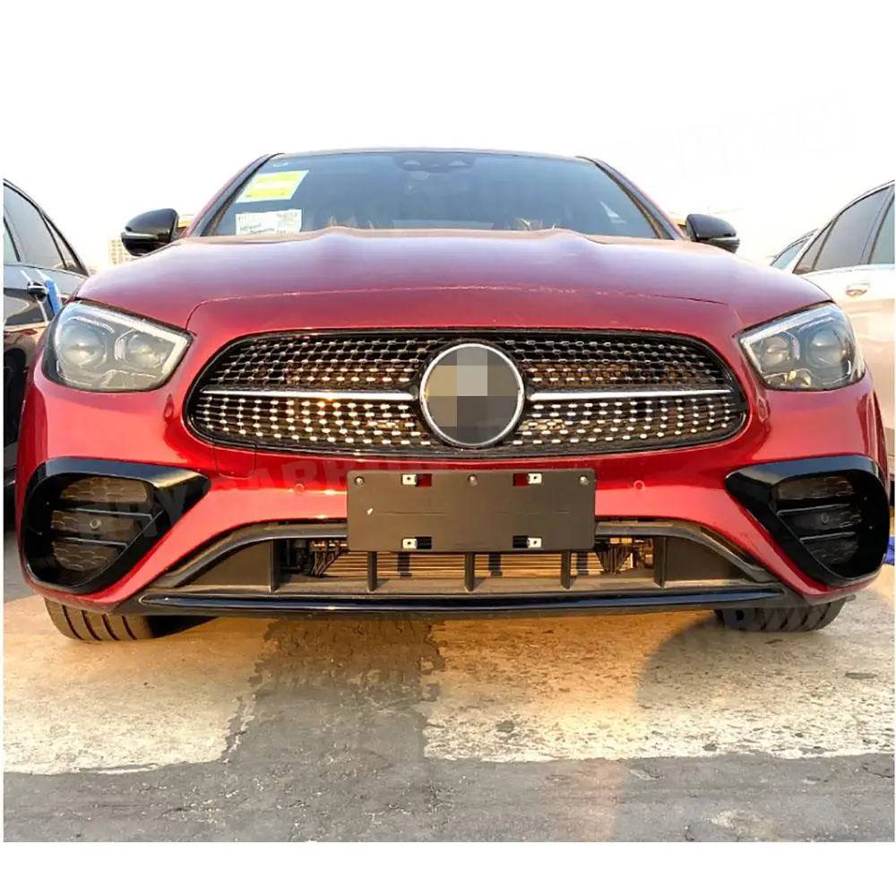 ABS paraurti anteriore copertura della presa d'aria in fibra di carbonio Foglamp Mesh Grill Frame bodykit per Benz classe E W213 E260 E300 E53 2021-2023