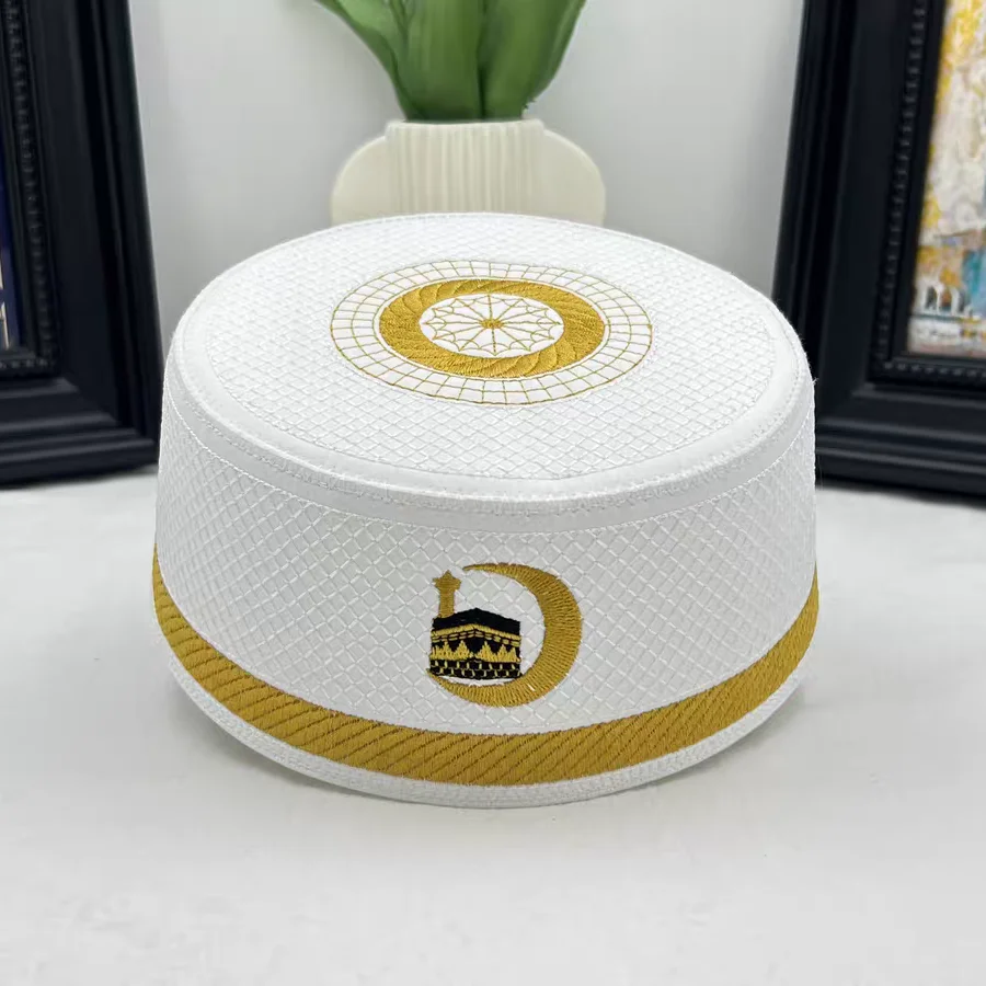 Free Shipping Muslim Caps For Men Clothing Prayer Hat Islamic Embroidery Kufi Tax Products Kippa Turkish Modern Polyester 03551