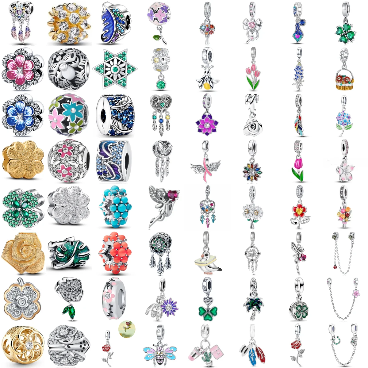 

Модные серебряные шармы-бусины 925 пробы из ранней весенней коллекции: розы и подсолнухи, подходят для оригинальных браслетов, аксессуары для рукоделия DIY