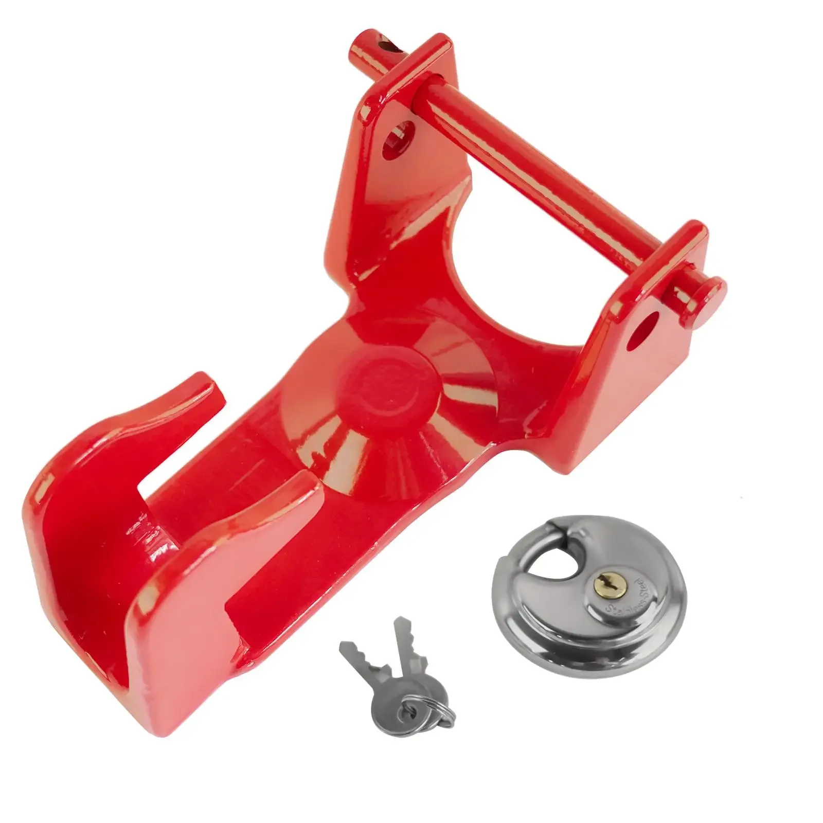 AP03 Gooseneck Trailer Lock W/Keyed Padlock, Gooseneck Lock Model TL-50 for Heavy Trailers Livestock Haulers RVs (Red)